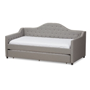 Baxton Studio Perry Modern and Contemporary Light Grey Fabric Daybed with Trundle